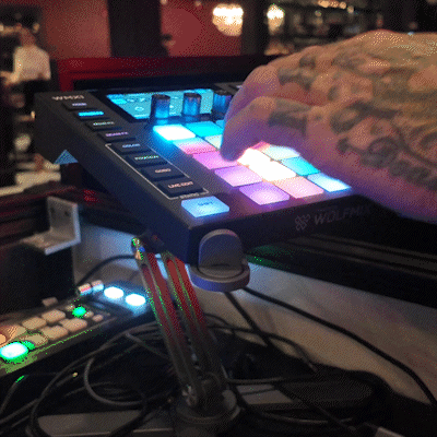 DJ tapping on the Model-X stand